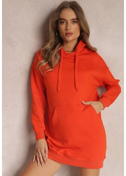 Pomarańczowa Bluza Długa z Kapturem Firro ze sklepu Renee odzież w kategorii Bluzy damskie - zdjęcie 157074236
