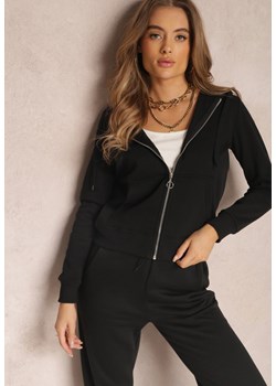 Czarna Bluza z Kapturem Zapinana na Suwak Bastian ze sklepu Renee odzież w kategorii Bluzy damskie - zdjęcie 157074256