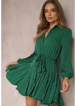 Zielona Sukienka Koszulowa Lelli ze sklepu Renee odzież w kategorii Sukienki - zdjęcie 157074377