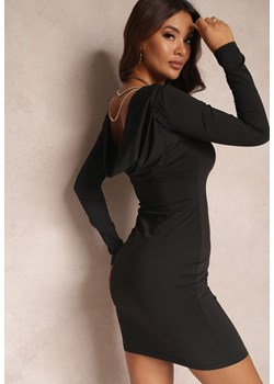 Czarna Sukienka z Dekoltem na Plecach Dopasowana Hisi ze sklepu Renee odzież w kategorii Sukienki - zdjęcie 157074466