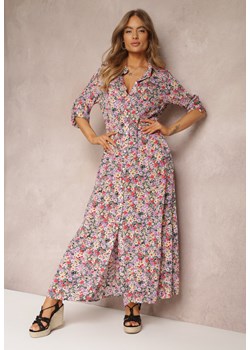 Fioletowa Sukienka Koszulowa w Kwiaty Mirannie ze sklepu Renee odzież w kategorii Sukienki - zdjęcie 157074675