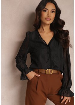 Czarna Koszula z Haftem Naesadina ze sklepu Renee odzież w kategorii Koszule damskie - zdjęcie 157075115