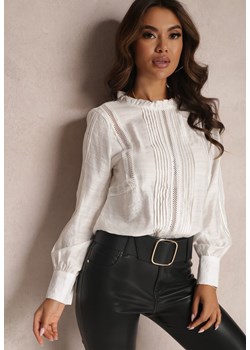 Biała Bluzka Ażurowa z Falbanką Althadia ze sklepu Renee odzież w kategorii Bluzki damskie - zdjęcie 157075157