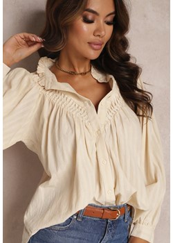 Beżowa Koszula Oversize z Bawełny Endona ze sklepu Renee odzież w kategorii Koszule damskie - zdjęcie 157075169