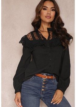 Czarna Koszula z Falbanką i Koronką Phaedrike ze sklepu Renee odzież w kategorii Koszule damskie - zdjęcie 157075198