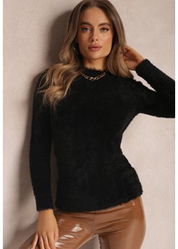 Czarny Sweter Wełniany z Alpaką Paffo ze sklepu Renee odzież w kategorii Swetry damskie - zdjęcie 157075249