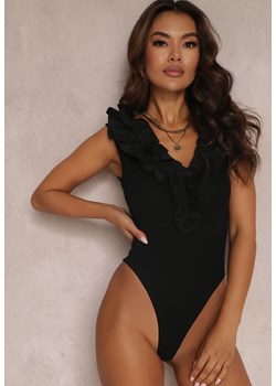 Czarne Body z Falbanką Daneus ze sklepu Renee odzież w kategorii Bluzki damskie - zdjęcie 157075315