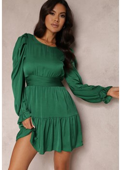 Zielona Sukienka Taliowana z Falbanami Casserona ze sklepu Renee odzież w kategorii Sukienki - zdjęcie 157075375