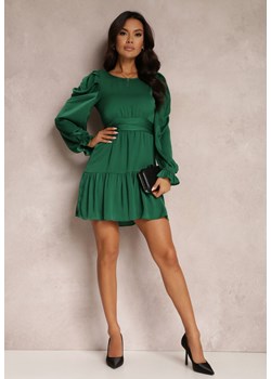 Zielona Sukienka Taliowana z Falbanami Casserona ze sklepu Renee odzież w kategorii Sukienki - zdjęcie 157075376