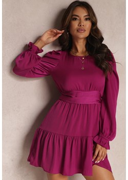 Fioletowa Sukienka Taliowana z Falbanami Casserona ze sklepu Renee odzież w kategorii Sukienki - zdjęcie 157075386