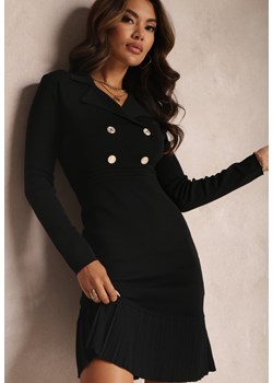 Czarna Sukienka z Plisowaną Falbanką Callestra ze sklepu Renee odzież w kategorii Sukienki - zdjęcie 157075516