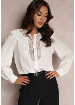 Biała Koszula z Koronką Leivo ze sklepu Renee odzież w kategorii Koszule damskie - zdjęcie 157075695
