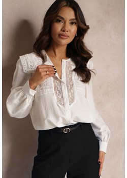 Biała Koszula z Koronką Leivo ze sklepu Renee odzież w kategorii Koszule damskie - zdjęcie 157075697