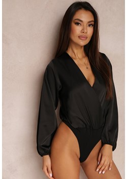 Czarne Body Kopertowe z Marszczeniami Gassa ze sklepu Renee odzież w kategorii Bluzki damskie - zdjęcie 157079455