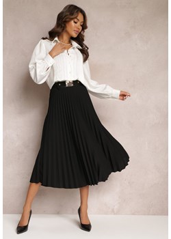 Czarna Spódnica Plisowana z Paskiem Nanie ze sklepu Renee odzież w kategorii Spódnice - zdjęcie 157079469