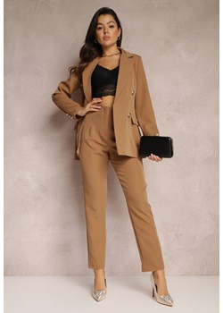 Jasnobrązowe Spodnie Cygaretki High Waist Molfi ze sklepu Renee odzież w kategorii Spodnie damskie - zdjęcie 157079599