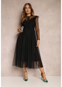 Czarna Sukienka z Koronką i Tiulem Welvia ze sklepu Renee odzież w kategorii Sukienki - zdjęcie 157079615