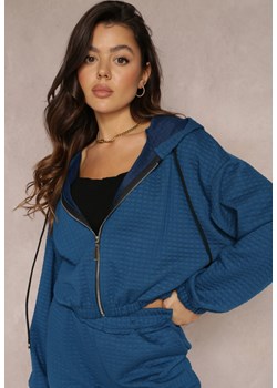 Granatowa Bluza Krótka Rozsuwana z Kapturem Phanehe ze sklepu Renee odzież w kategorii Bluzy damskie - zdjęcie 157079659