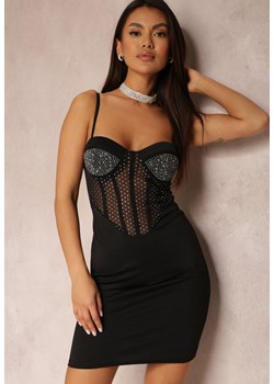 Czarna Sukienka Dopasowana z Gorsetową Górą Yaremile ze sklepu Renee odzież w kategorii Sukienki - zdjęcie 157079709
