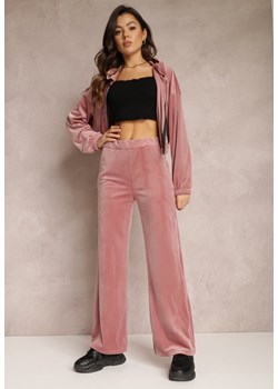 Różowe Spodnie Dresowe Szerokie z Weluru Dilko ze sklepu Renee odzież w kategorii Spodnie damskie - zdjęcie 157079957