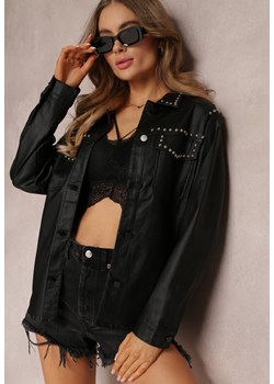 Czarna Koszula z Imitacji Skóry z Nitami Carleton ze sklepu Renee odzież w kategorii Koszule damskie - zdjęcie 157080057