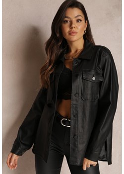 Czarna Koszula z Imitacji Skóry Relma ze sklepu Renee odzież w kategorii Koszule damskie - zdjęcie 157080076