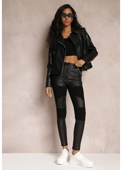 Czarne Spodnie Skinny z Imitacji Skóry Egal ze sklepu Renee odzież w kategorii Spodnie damskie - zdjęcie 157080087