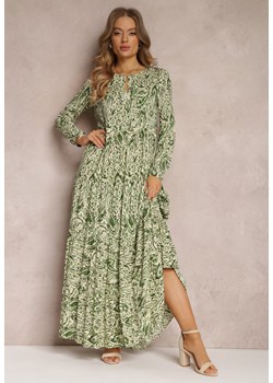 Zielona Sukienka Rozkloszowana z Falbankami Elem ze sklepu Renee odzież w kategorii Sukienki - zdjęcie 157081396