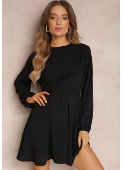 Czarna Sukienka Rozkloszowana z Gumką w Pasie Thelo ze sklepu Renee odzież w kategorii Sukienki - zdjęcie 157081617