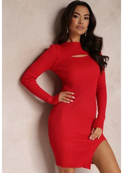 Czerwona Sukienka Dzianinowa Kiromanne ze sklepu Renee odzież w kategorii Sukienki - zdjęcie 157081698