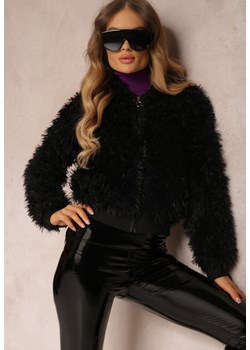 Czarna Kurtka Wełniana z Kapturem Makil ze sklepu Renee odzież w kategorii Futra damskie - zdjęcie 157081716