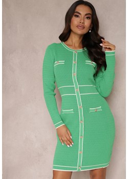 Zielona Sukienka Dzianinowa z Guzikami Edla ze sklepu Renee odzież w kategorii Sukienki - zdjęcie 157082059