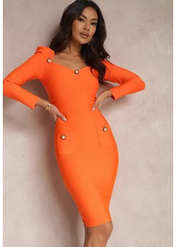 Pomarańczowa Sukienka Dopasowana Delanthe ze sklepu Renee odzież w kategorii Sukienki - zdjęcie 157082379