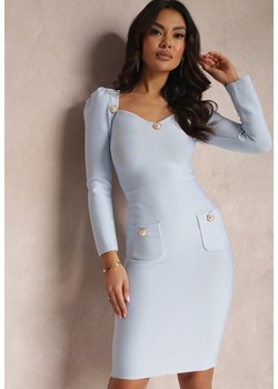 Niebieska Sukienka Dopasowana Delanthe ze sklepu Renee odzież w kategorii Sukienki - zdjęcie 157082389