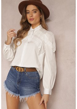 Biała Koszula Zapinana z Koronką Renora ze sklepu Renee odzież w kategorii Koszule damskie - zdjęcie 157082889