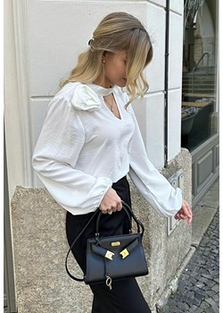 Biała Bluzka z Ozdobnym Kwiatem Tolna ze sklepu Renee odzież w kategorii Bluzki damskie - zdjęcie 157083357