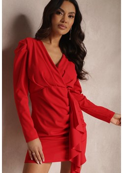Czerwona Sukienka Kopertowa z Długim Rękawem Nosso ze sklepu Renee odzież w kategorii Sukienki - zdjęcie 157083378