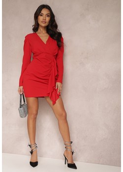 Czerwona Sukienka Kopertowa z Długim Rękawem Nosso ze sklepu Renee odzież w kategorii Sukienki - zdjęcie 157083379