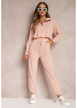 Różowy 2-częściowy Komplet Dresowy ze Spodniami i Bluzą Erassi ze sklepu Renee odzież w kategorii Dresy damskie - zdjęcie 157083797