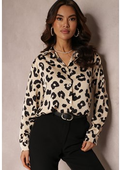 Beżowa Koszula Zapinana w Cętki Cenin ze sklepu Renee odzież w kategorii Koszule damskie - zdjęcie 157083879