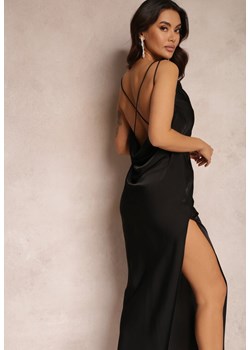 Czarna Sukienka Maxi z Odkrytymi Plecami z Rozcięciem na Dole Zirthi ze sklepu Renee odzież w kategorii Sukienki - zdjęcie 157084155