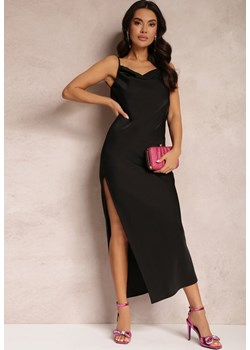 Czarna Sukienka Maxi z Odkrytymi Plecami z Rozcięciem na Dole Zirthi ze sklepu Renee odzież w kategorii Sukienki - zdjęcie 157084156