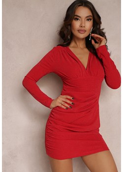 Czerwona Taliowana Sukienka Zdobiona Marszczeniem Sepi ze sklepu Renee odzież w kategorii Sukienki - zdjęcie 157084165