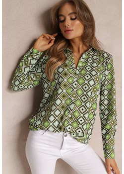 Jasnozielona Koszula w Kwadraty Uaini ze sklepu Renee odzież w kategorii Koszule damskie - zdjęcie 157084448