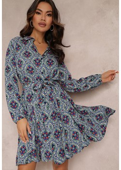 Granatowa Wiskozowa Sukienka z Wiązanym Paskiem Didimes ze sklepu Renee odzież w kategorii Sukienki - zdjęcie 157084485