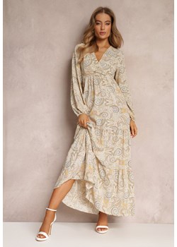 Jasnozielona Sukienka Rozkloszowana z Falbankami Mativ ze sklepu Renee odzież w kategorii Sukienki - zdjęcie 157085135