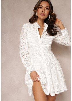 Biała Rozkloszowana Sukienka Koszulowa Rutty ze sklepu Renee odzież w kategorii Sukienki - zdjęcie 157085746