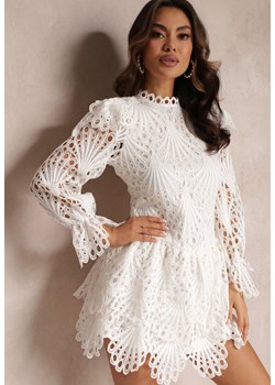 Biała Rozkloszowana Sukienka Mini z Koronki Delores ze sklepu Renee odzież w kategorii Sukienki - zdjęcie 157085776