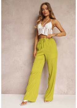 Zielone Spodnie Szerokie High Waist Tasia ze sklepu Renee odzież w kategorii Spodnie damskie - zdjęcie 157085997