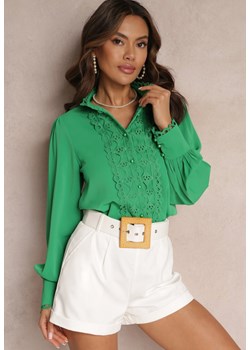 Zielona Koronkowa Koszula na Perłowe Guziki Inhis ze sklepu Renee odzież w kategorii Koszule damskie - zdjęcie 157086075